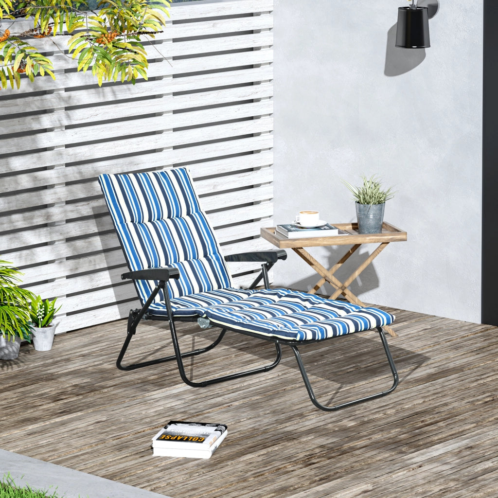 Lettino da sole pieghevole inclinabile 6 posizioni ¨C zephmum ¨C con materasso accoudoirs acciaio polyester multicolore