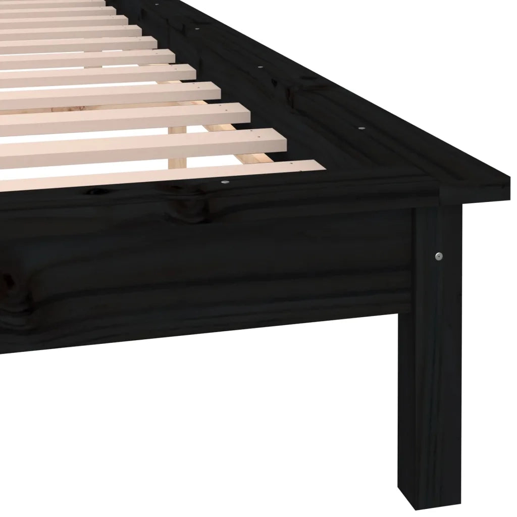 Giroletto LED-Struttura Letto con LED Nero 120x190cm Small Double in Legno Massello