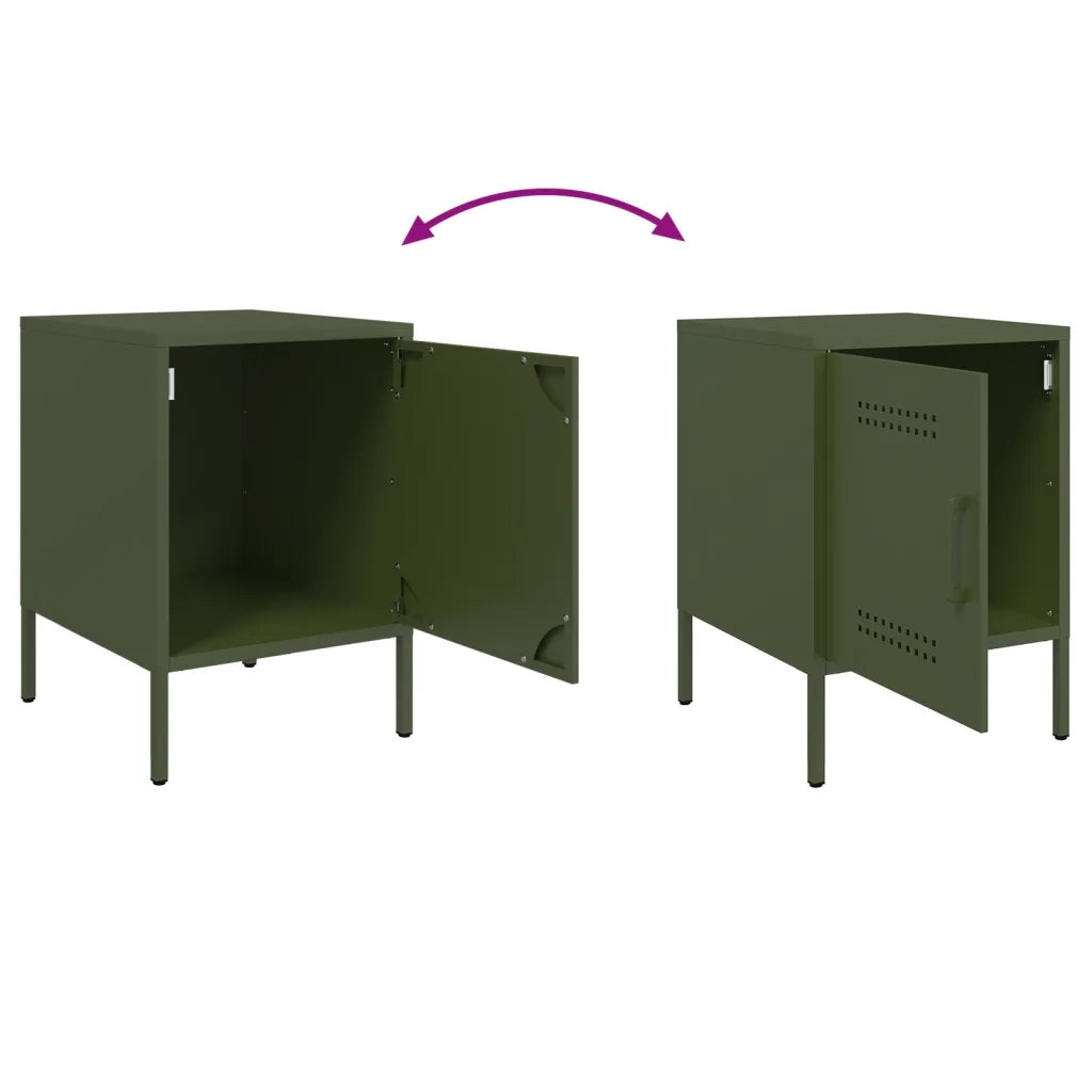 Comodino Verde Oliva 36x39x50,5 cm in Acciaio 842918