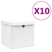Contenitori con Coperchi 10 pz 28x28x28 cm Bianco 325210
