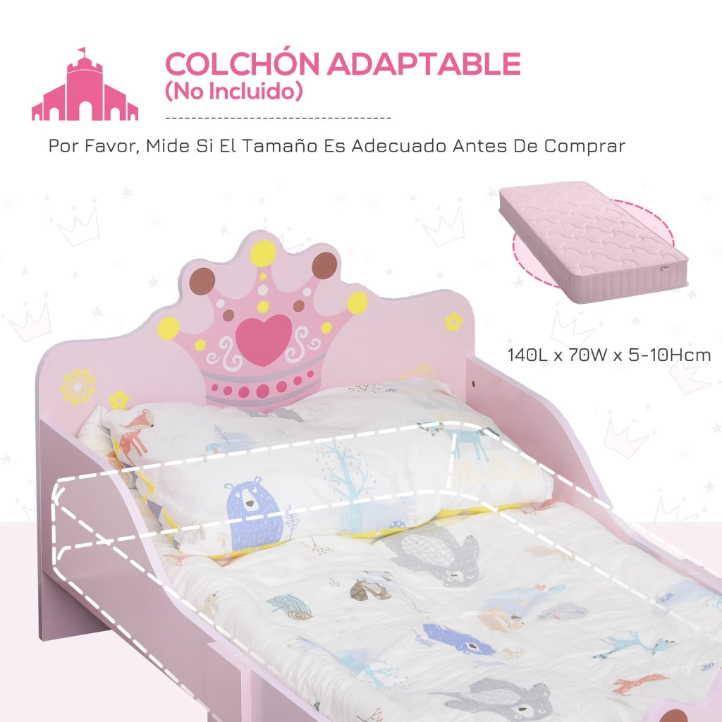 Letto Singolo per Bambini ¨C Minimal ¨C Rosa 143x73x60 cm