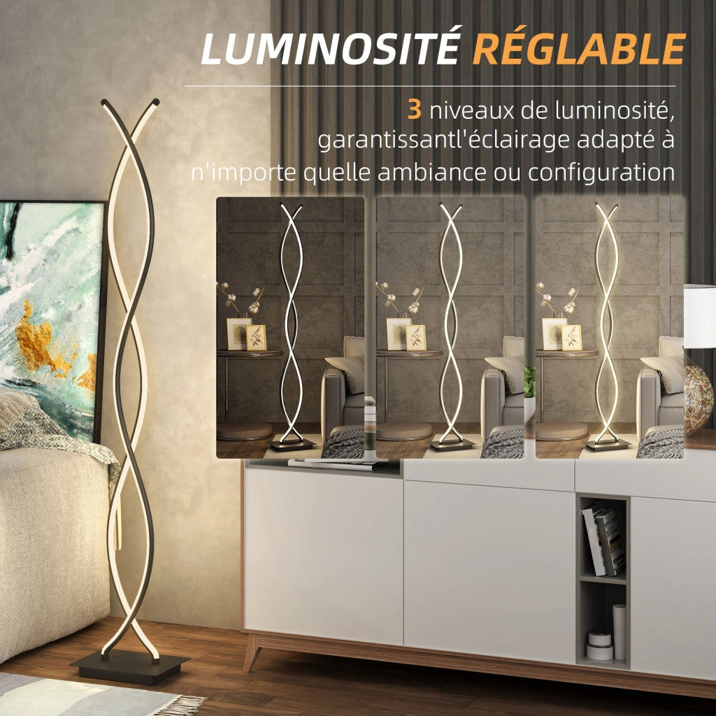 Lampada da terra per soggiorno con 3 livelli di luminosit¨¤ ¨C zephmum ¨C nero