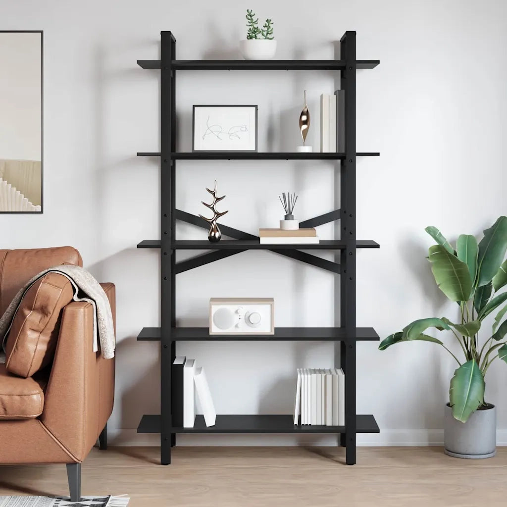 Libreria Rovere Nero 100 x 33,5 x 178 cm Legno multistrato 883934