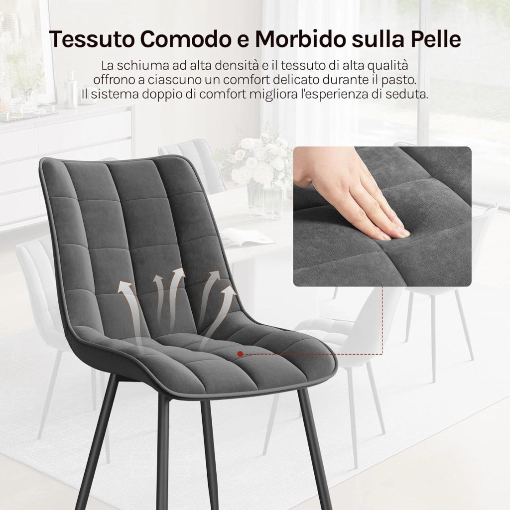 Sedie da Pranzo con Schienale senza Braccioli Sgabello in Ecopelle per Cucina Grigio Scuro BH207dgr-2