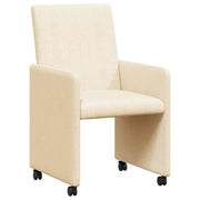 Sedie da Pranzo con Ruote con ruote 2 pz | Sedie da cucina Crema 57 x 66 x 94 cm