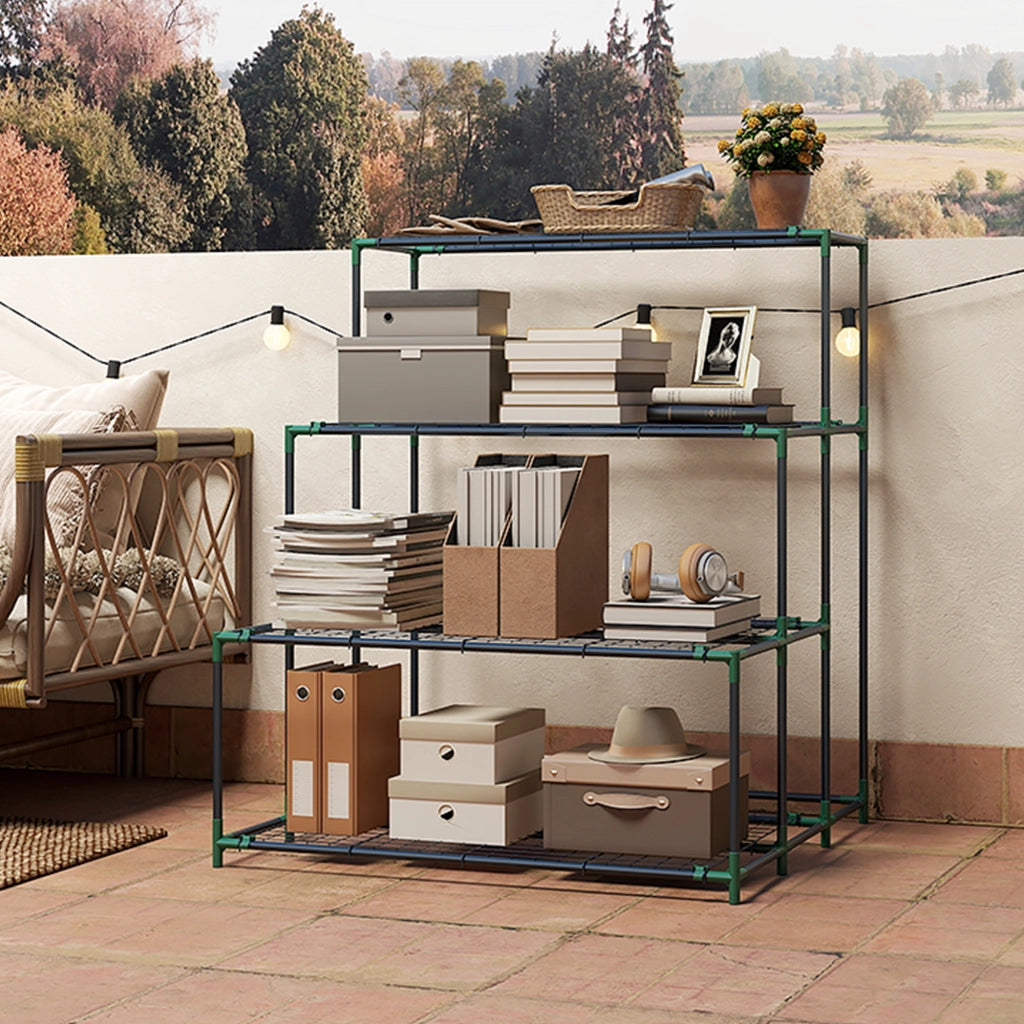 Scaffale Porta Piante 94x84x110 cm a 4 Livelli in Acciaio Verde Scuro