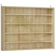 Bacheca Portaoggetti a 5 Ripiani Regolabili in Legno con Ante in Vetro, 80x9.5x60 cm, Color Legno