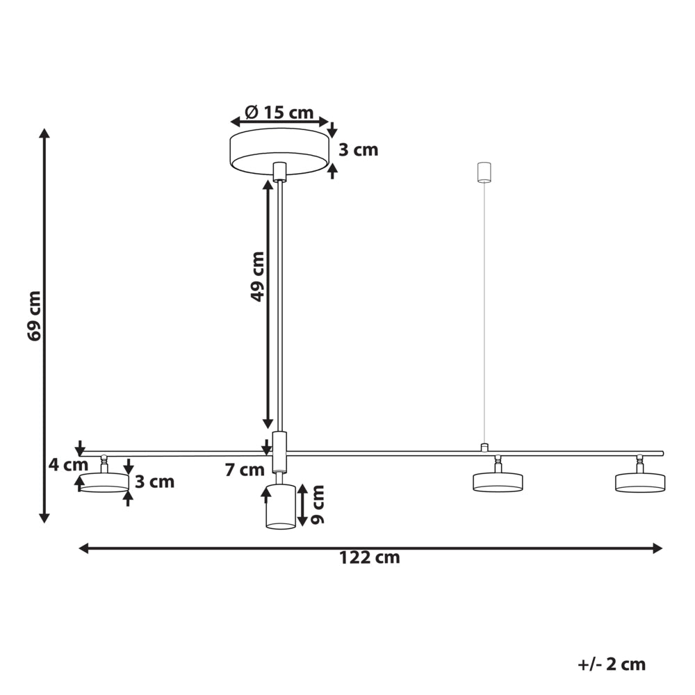 Lampadario LED in metallo nero 69 cm 4 luci binario moderno sala da pranzo soggiorno