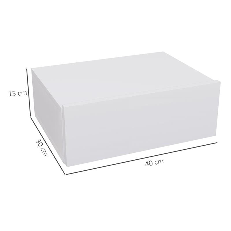 COMODINO SOSPESO MODERNO CON CASSETTO IN LEGNO 40X30X15 CM BIANCO