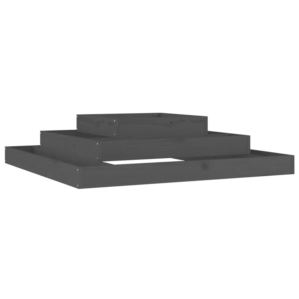 Fioriera rialzata per piante e fiori terrazza giardino 110 x 110 x 27 cm legno massello di pino grigio 02_0037310