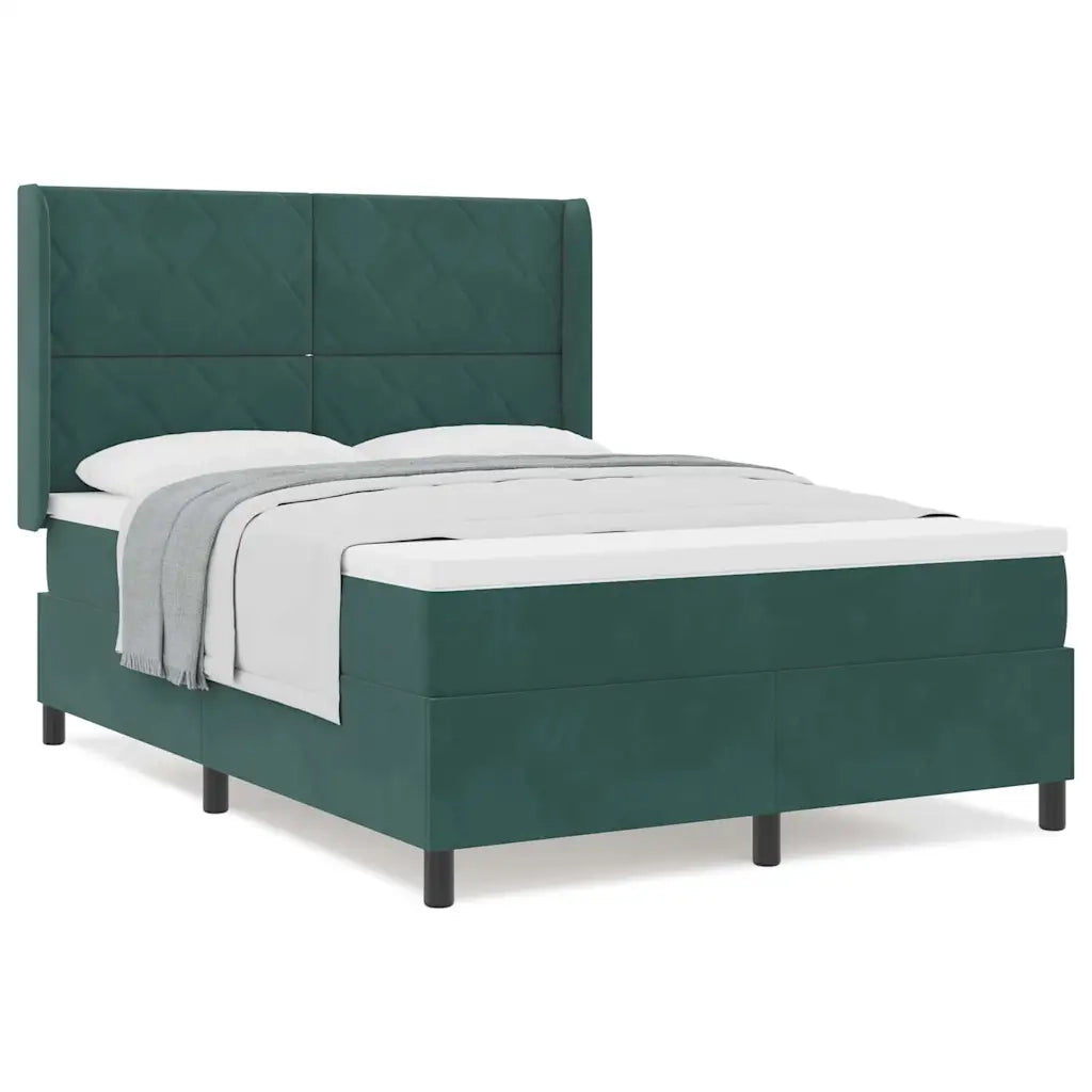 vidaXL Letto a molle con testiera Verde scuro 140 x 190 cm Velluto