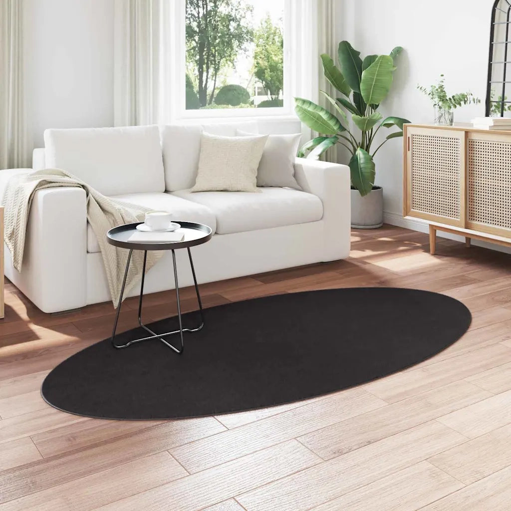 Tappeti per area Ovale HUARTE Nero 100 x 200 cm 100% Poliestere 4103650