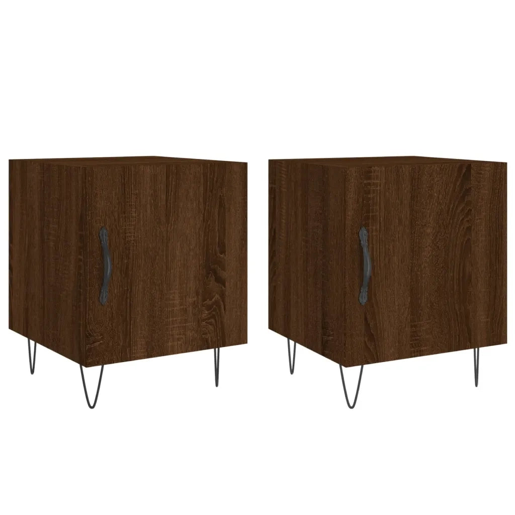 Set di 2 Comodini | Armadio da Notte | Mobiletto da notte Rovere Marrone 40x40x50 cm in Legno Multistrato