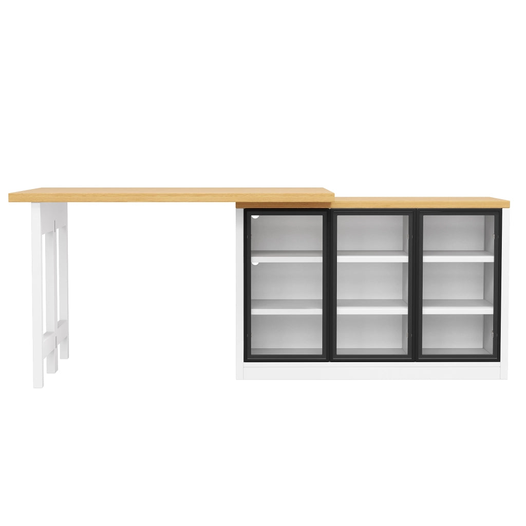Tavolo da pranzo con armadio laterale; piano girevole a 360°; luce multicolore; per cucina e sala da pranzo; 120 × 40 × 72 cm