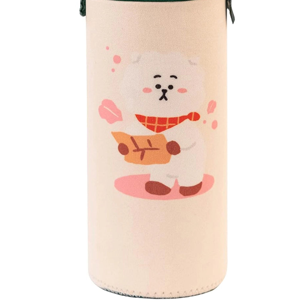 Borraccia in vetro riutilizzabile da 500 ml con motivo RJ e custodia Bianco / Verde Line Friends BT21