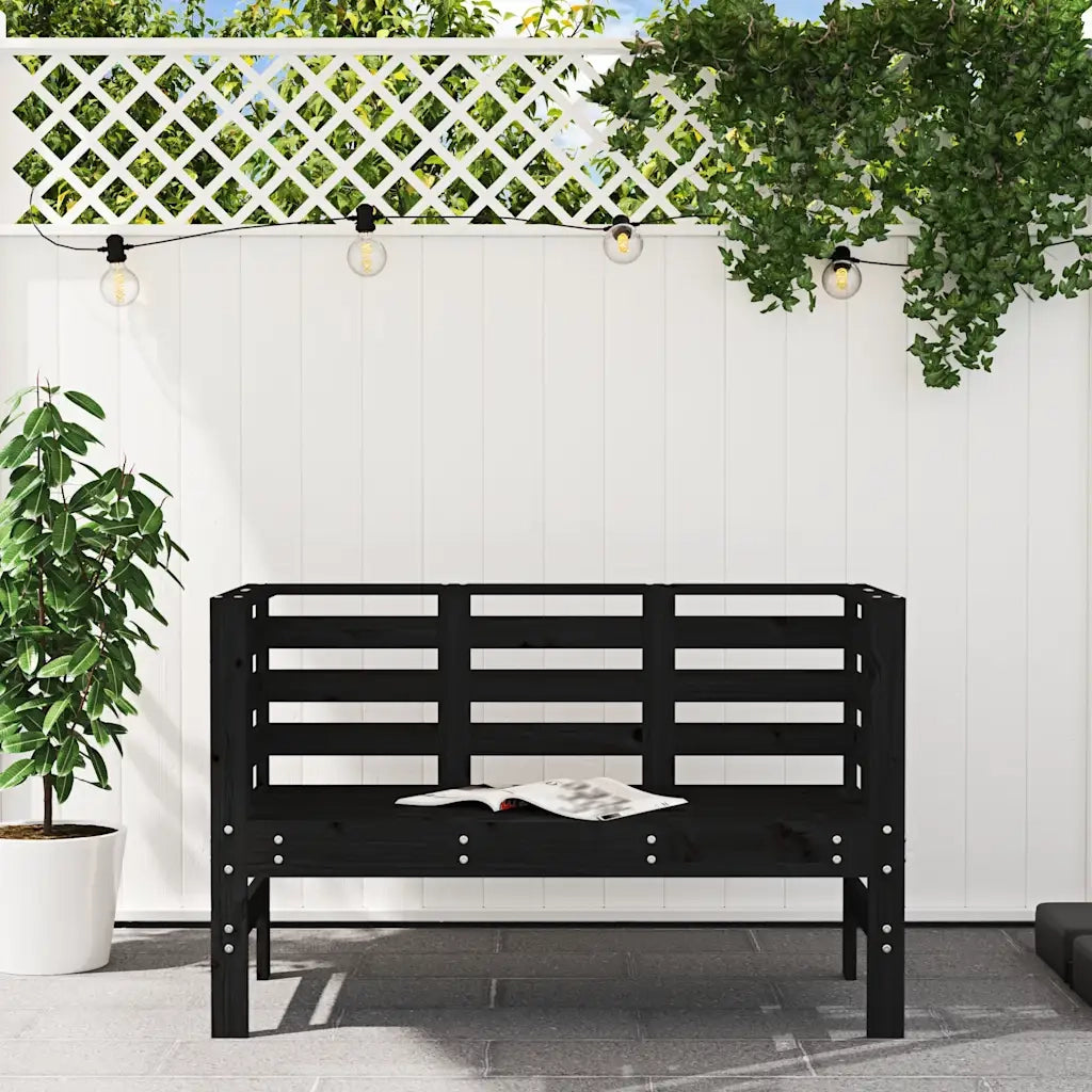 Panchina da Giardino | Panca da Giardino Nera 111,5x53x71 cm Legno Massello di Pino