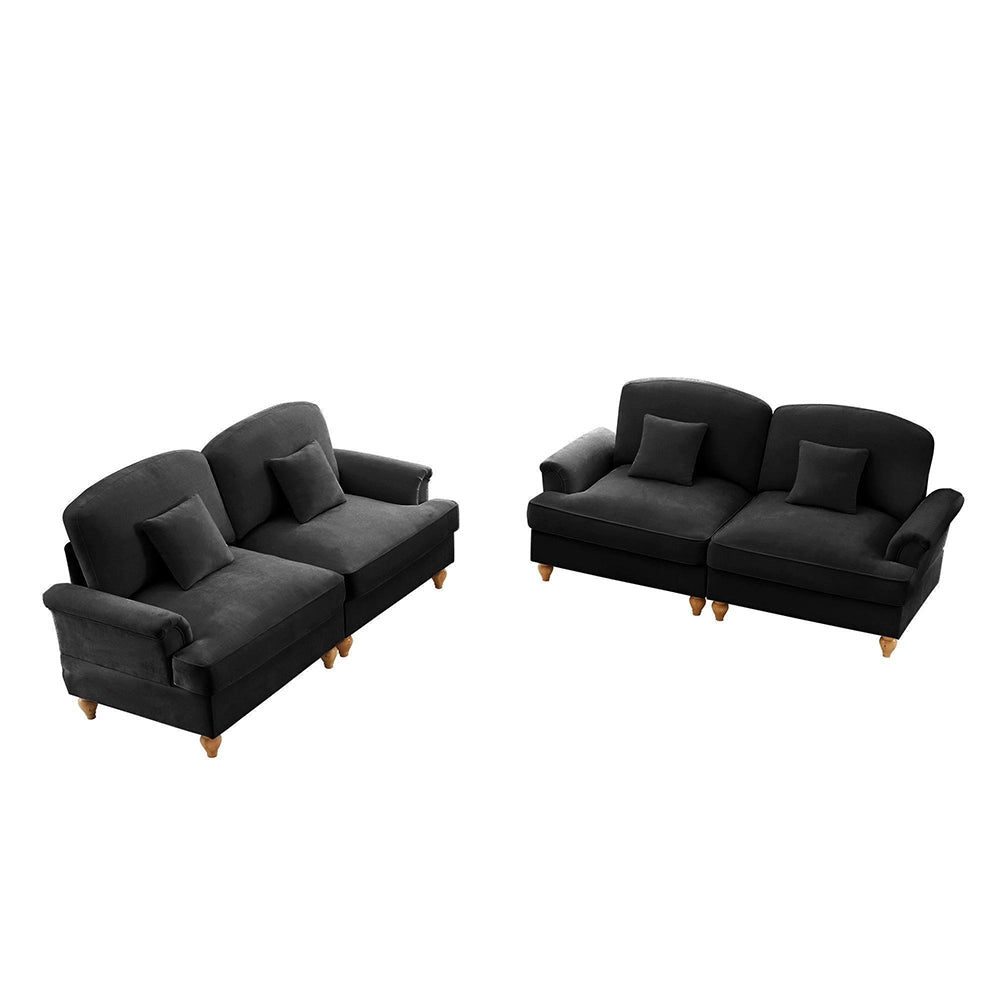 Divano angolare 2 posti - Xylo - Stile mid-century, chenille, nero