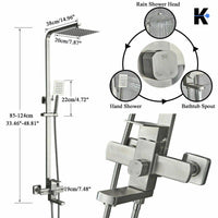 LANA | Set pioggia Premium in acciaio inox spazzolato argento | Miscelatore doccia di design | Miscelatore doccia completo di doccetta