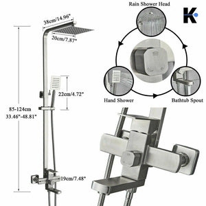LANA | Set pioggia Premium in acciaio inox spazzolato argento | Miscelatore doccia di design | Miscelatore doccia completo di doccetta