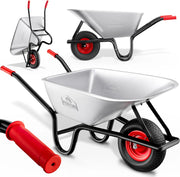 Carriola da Giardino 100 Litri 250kg Acciaio Zincato Manici Gommati Ergonomici Carriole per Fiori Carriola da Costruzione Trasporto Legna