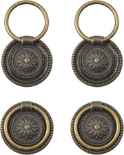 Set di 4 maniglie in bronzo antico per cassetti - diametro 177 mm - stile vintage - maniglia a zinklegering - maniglia a anello a caduta per cassetti - maniglie per cassetti da bagno - maniglie per cassetti da vestiario