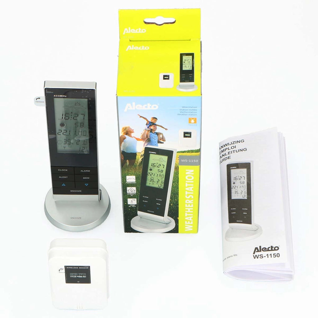 Stazione meteorologica con sensore wireless Modello WS-1150 Nero / Argento Alecto