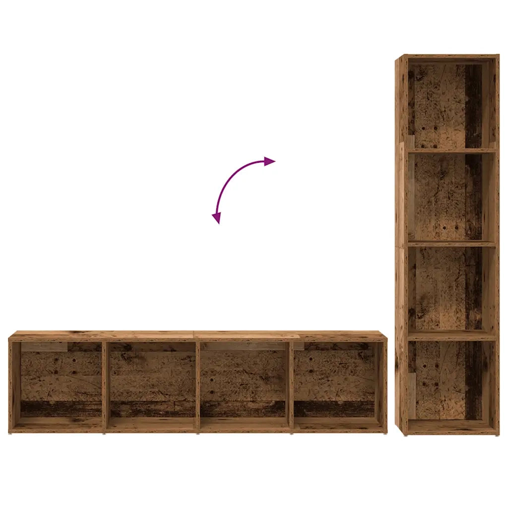 Librerie 3 pz Legno Antico in Legno Multistrato
