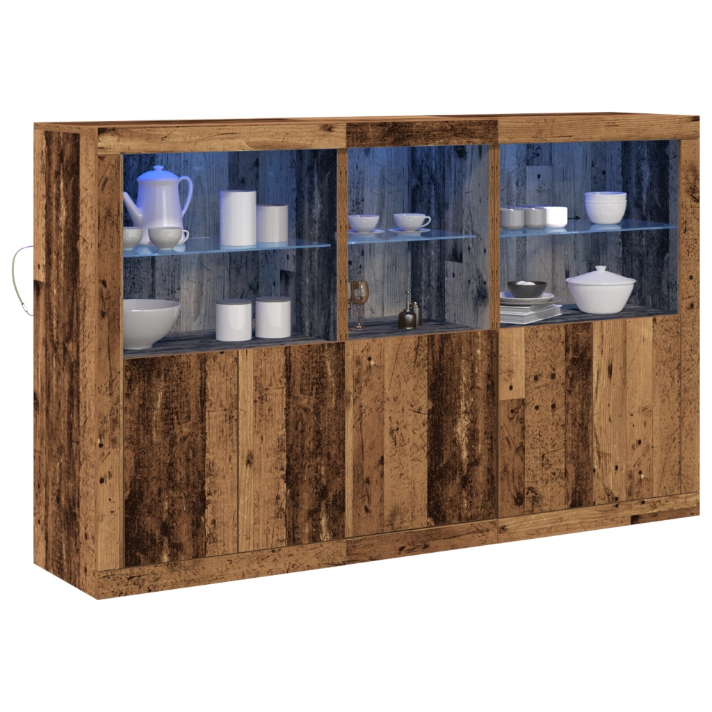 Sideboard con luci LED Legno Vecchio 162x37x100 cm Legno ingegnerizzato