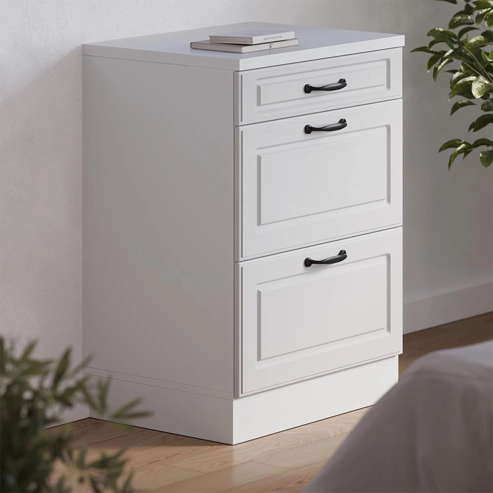 Mobile per mansarda Rion, Bianco casa di campagna, 60 x 81.6 cm senza inclinazione con 3 cassetti