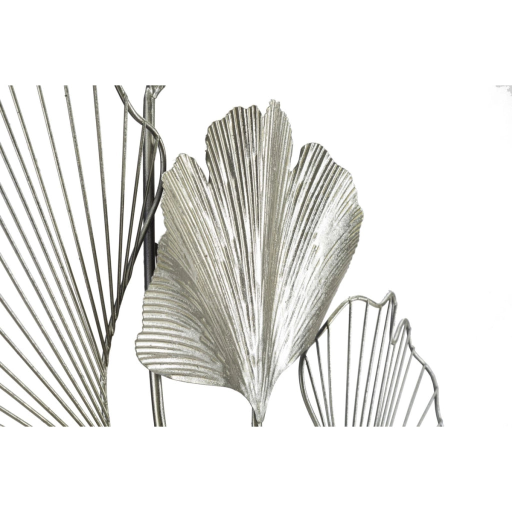 Decorazione in Metallo 3D Foglia 47, Argento, Metallo, 62x4x86 cm