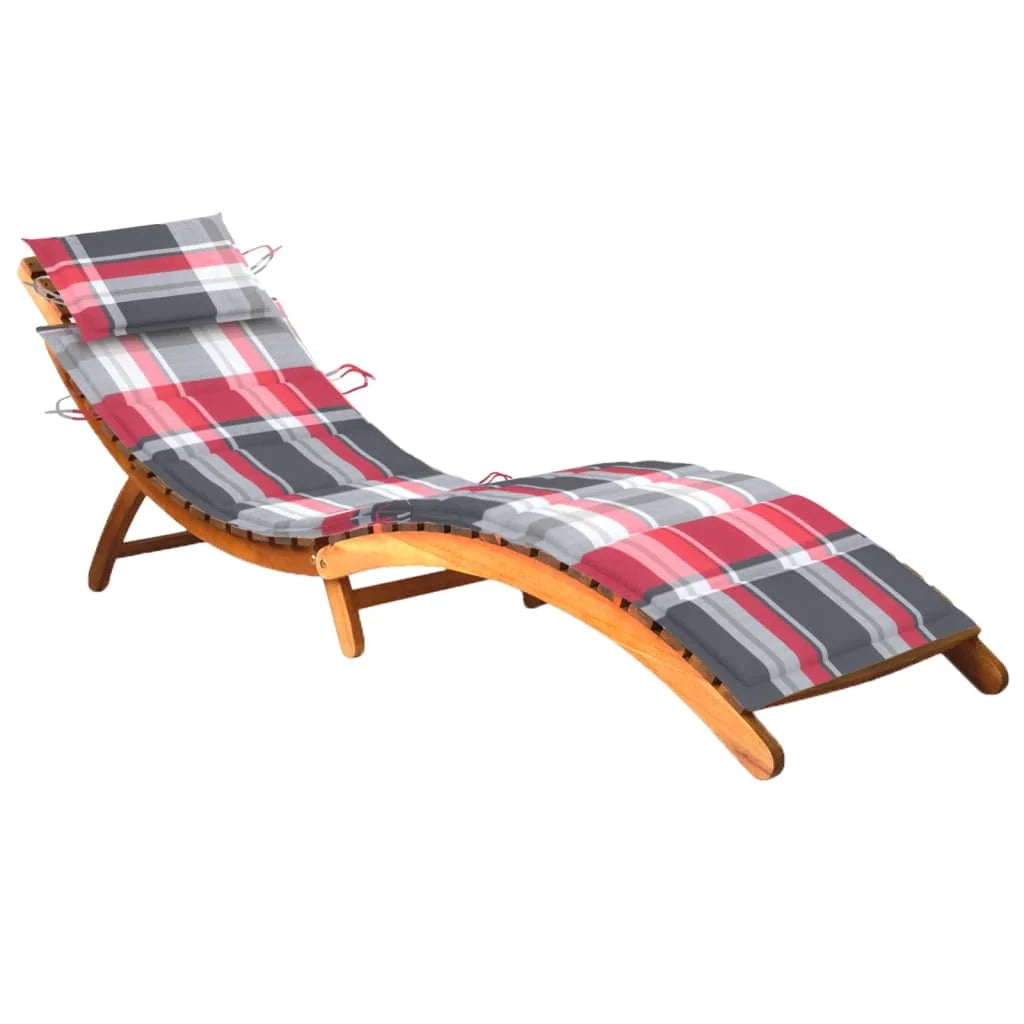 Lettino prendisole sedia a sdraio lettino prendisole letto da giardino mobili da esterno per patio con cuscino legno massello di acacia 02_0012376
