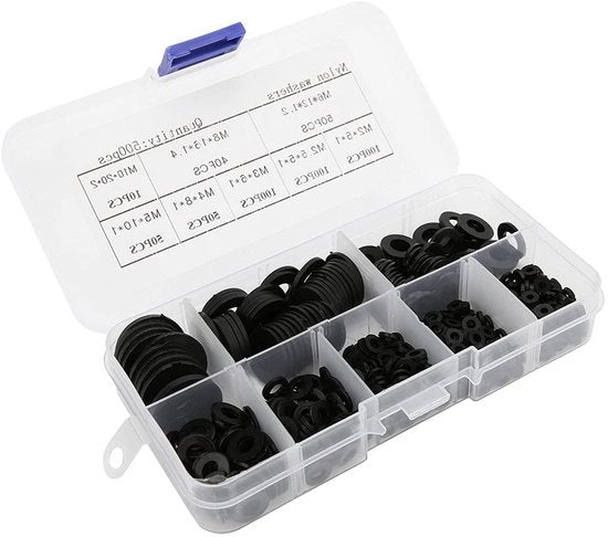 Impianto di chiusura in plastica con alta resistenza - 500 pezzi - Nylon - M2-M10 - Stabile - Distribuzione di carico - Prevenzione di fughe