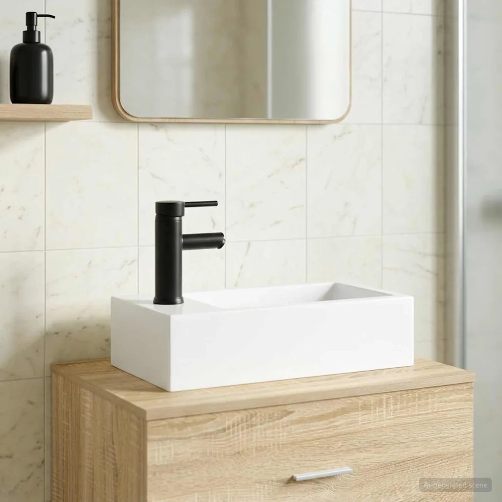 Lavabo da bagno Nero Opaco 45,5 x 25,5 x 13 cm Metallo 890225