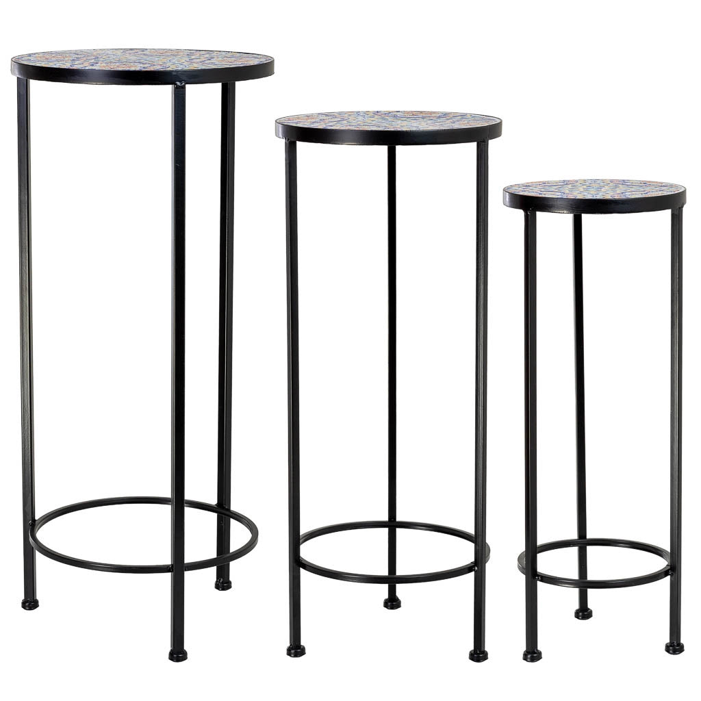 Set di 3 supporti, mosaico Arancione e ferro battuto, P30x68h-P25x57h-