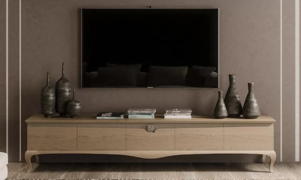Mobile porta tv in legno 5 cassetti in frassino l.247 p.50 h.52 - Mobili 2G