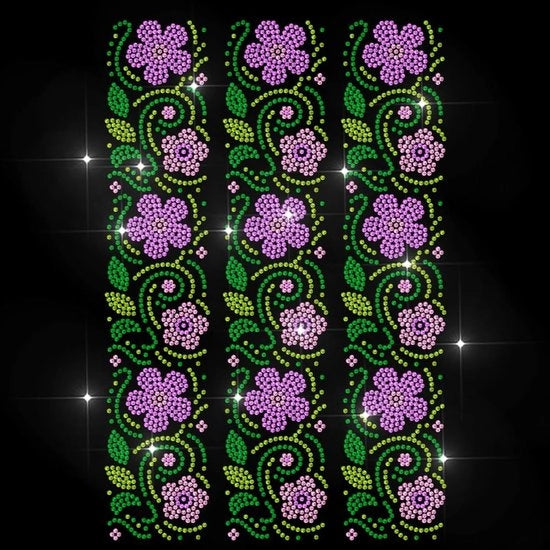 Etichetta di trasferimento per ricamo a caldo - applicazione hotfix - bordo decorativo - riparazione abbigliamento - 210 mm x 297 mm - strass in vetro - patch per stampe