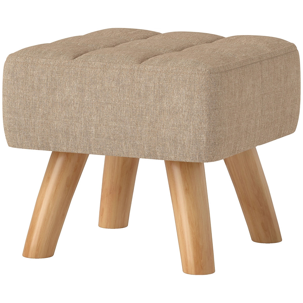 Pouf Poggiapiedi ¨C Xylo ¨C Tessuto Marrone Chiaro con Gambe in Legno 27x27x26 cm