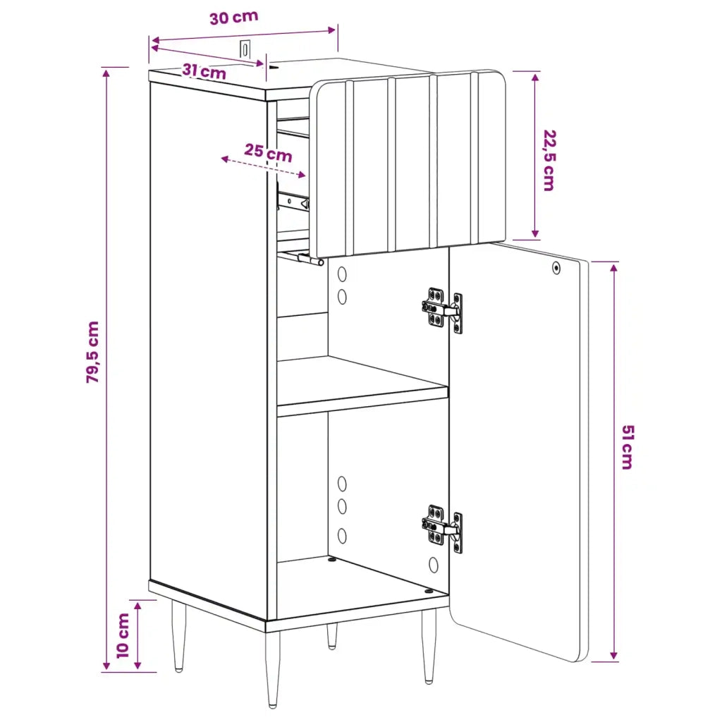 Mobiletto da Bagno ZWOLLE Bianco 30 x 31 x 79,5 cm 896385