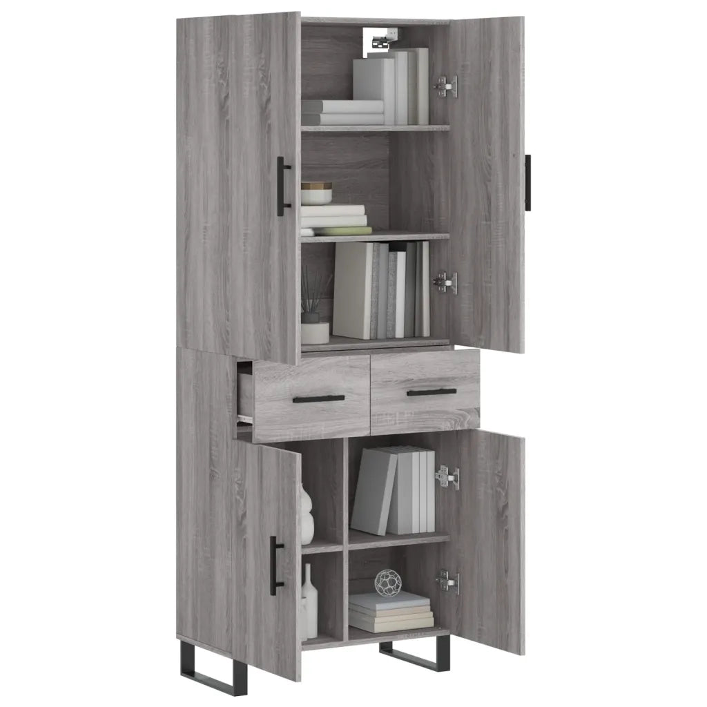 Credenza Grigio Sonoma 69,5x34x180 cm in Legno Multistrato 3198175