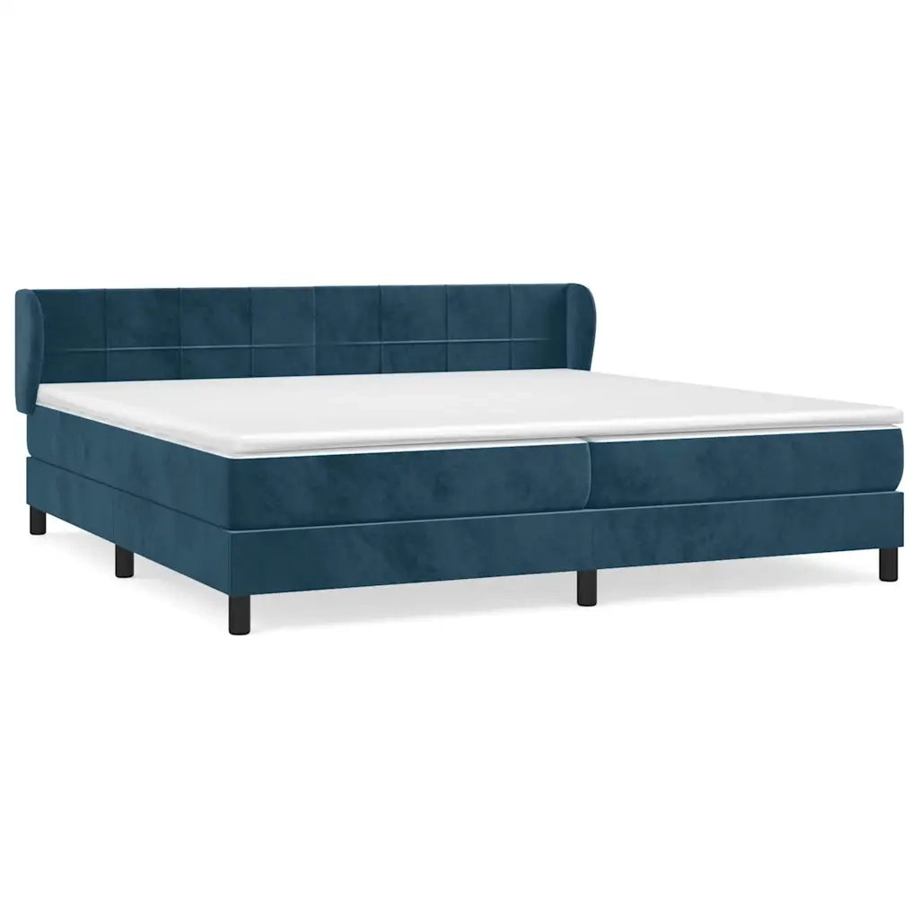 Giroletto a Molle con Materasso Blu Scuro 200x200 cm in Vellutocod mxl 122049