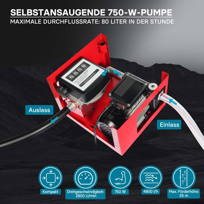 Distributore diesel gasolio con pompa autoadescante 230V/750W 80 l/min e pistola