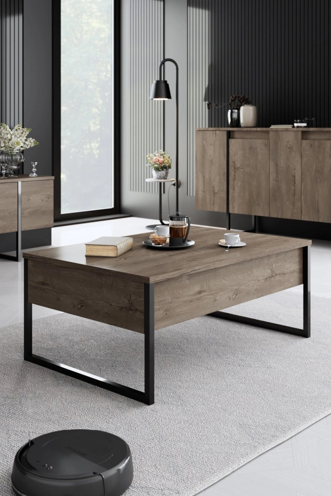 Set di mobili da salotto in legno "Luxe" - 160 x 35 x 80 cm - Noce-Nero
