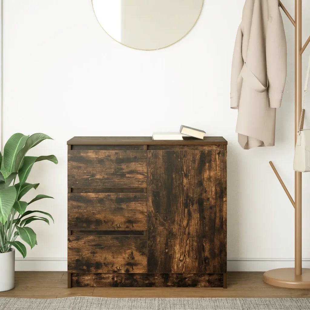Credenza con Cassetto Rovere Fumo 71x35x65 cm in Truciolato 861575