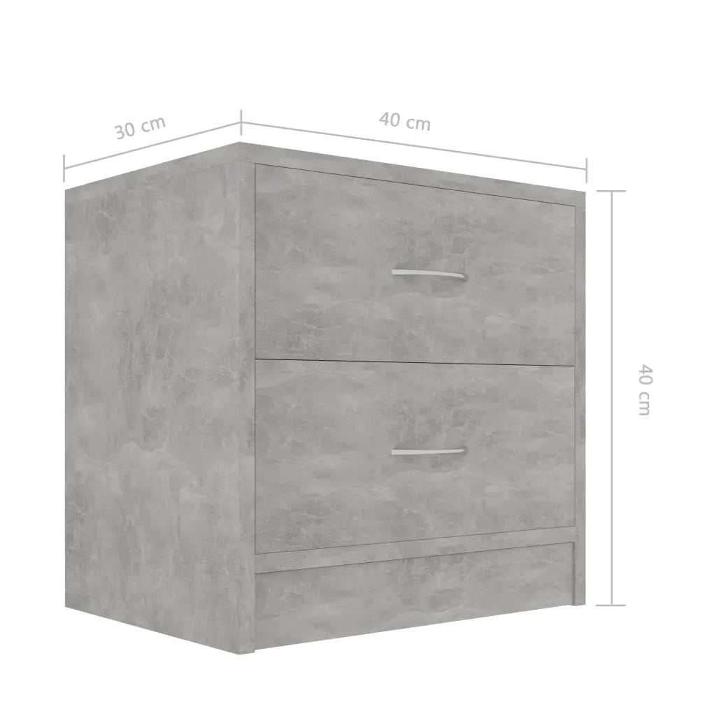 Comodino | Armadio da Notte | Mobiletto da notte Grigio Cemento 40x30x40 cm in Legno Multistrato