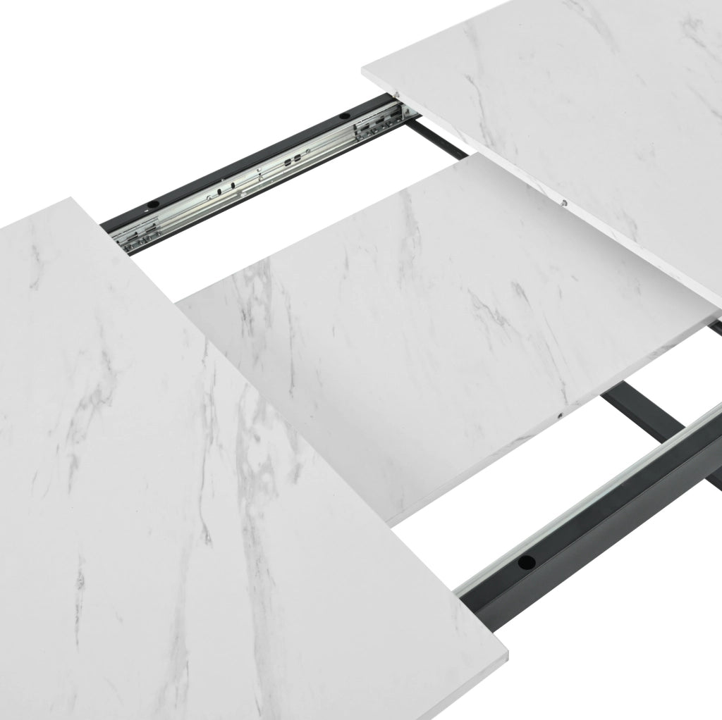 Set da pranzo con tavolo estensibile bianco e sedie