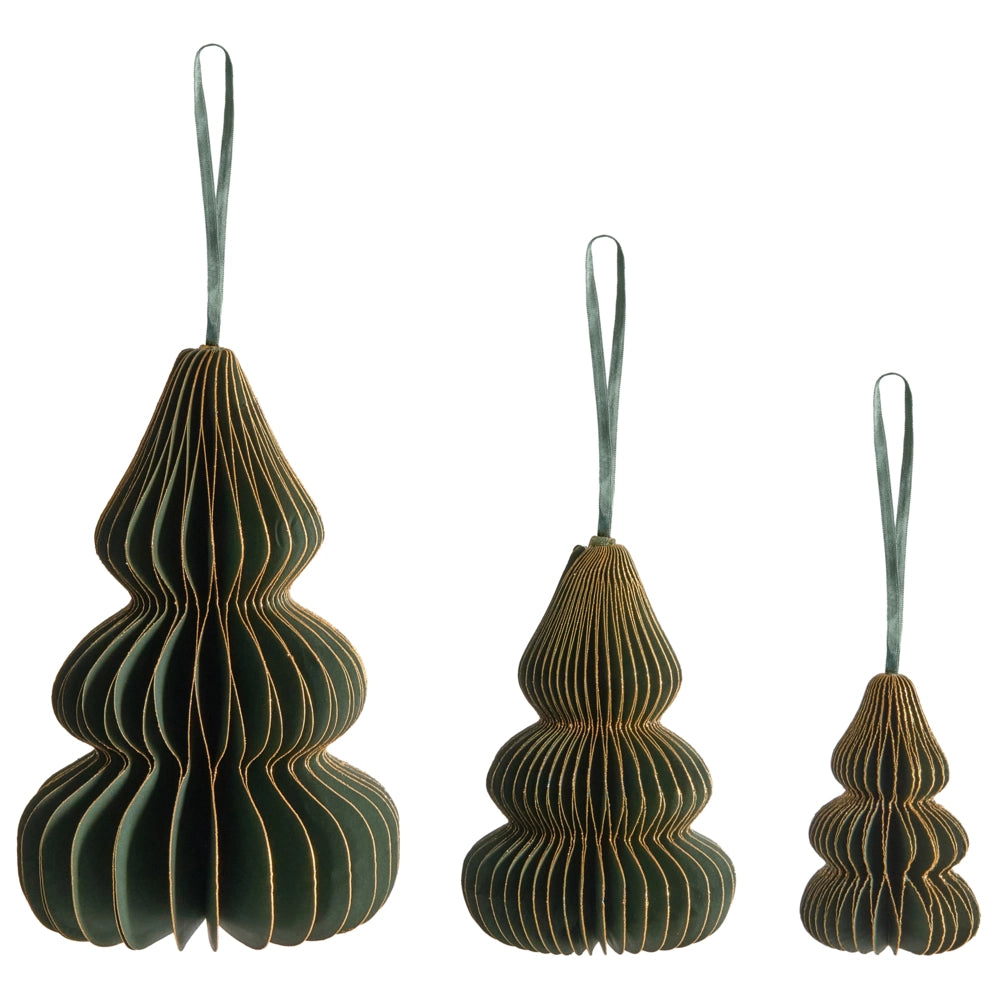 Set di 19 palline natalizie in carta a nido d'ape verde Ornamenti da appendere Decorazioni 3D per Natale