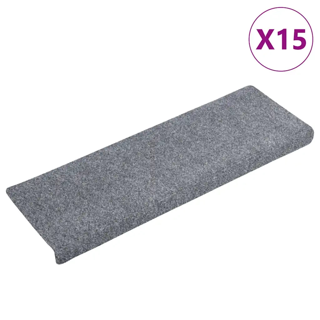 Tappetini per scale autoadesivi 15 pz 65x21x4 cm Grigio chiaro bordo rettangolare 134564
