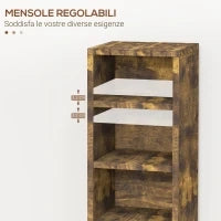 Set 2 Librerie Scaffale porta CD a 6 Ripiani ad Altezza Regolabile, in Legno, 21x19.2x88.3 cm, Marrone