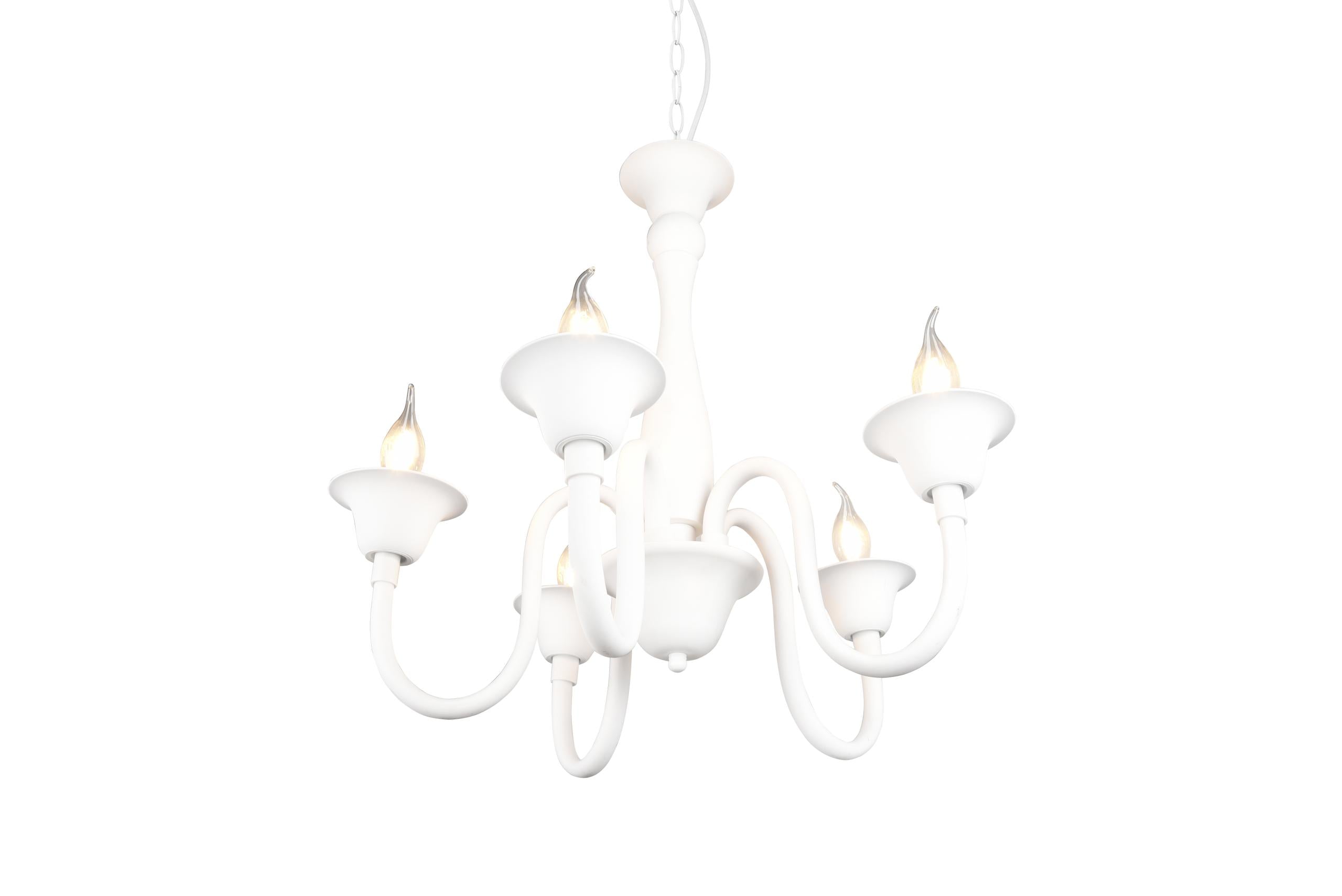 Lampadario da Interno  E14 in Metallo Bianco Opaco