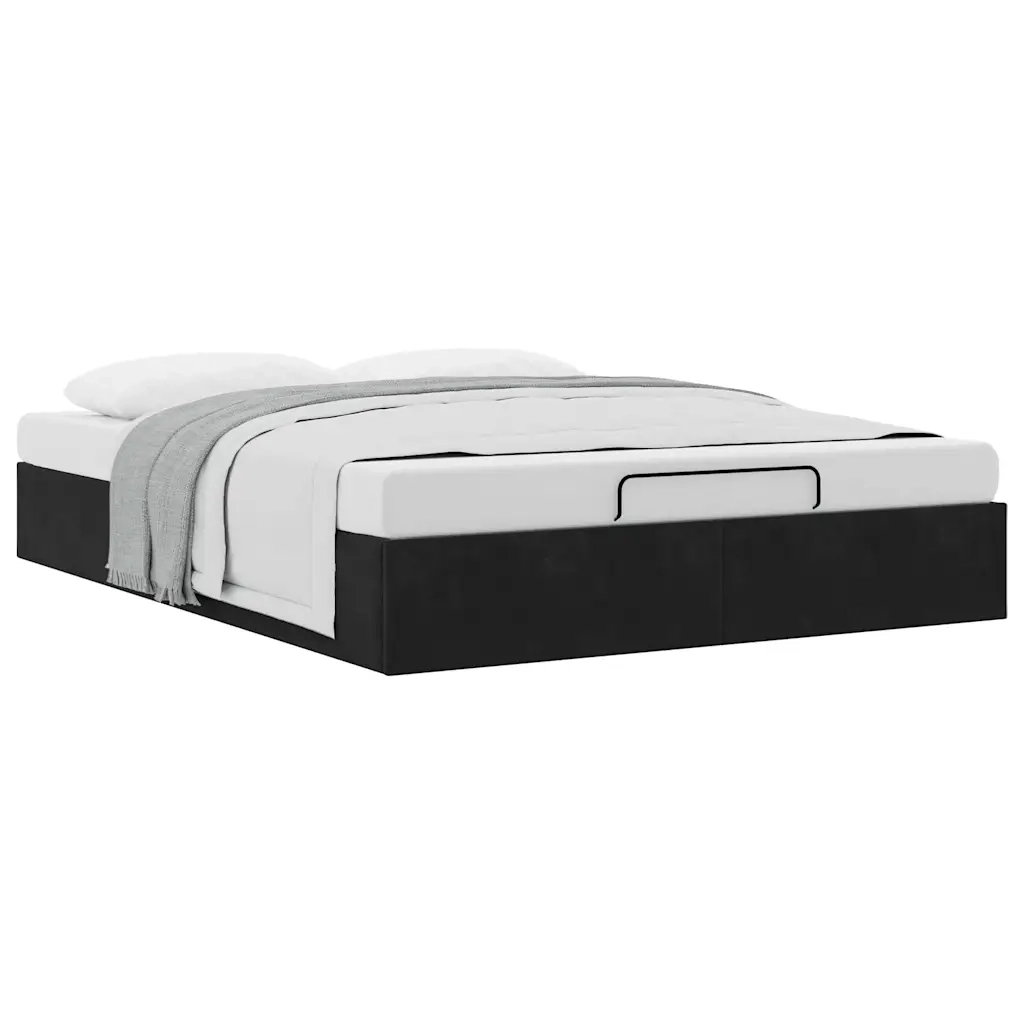 Struttura Letto Pouf senza Materasso Nero 140x200 cm in Velluto